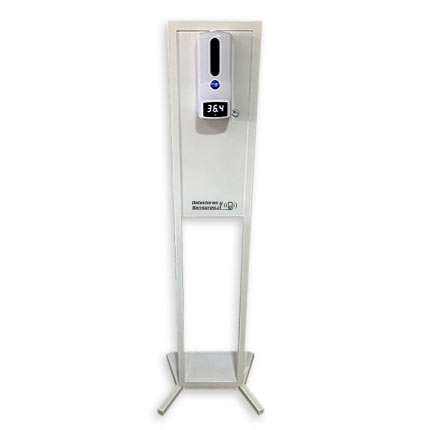 Tótem Dispensador Alcohol Gel y Termómetro Automático Sin contacto